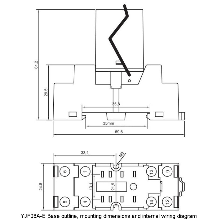YIJIA YJ2N-GS 8-Pin 2 Way Small Electromagnetic Relay, YIJIA YJ2N-GS