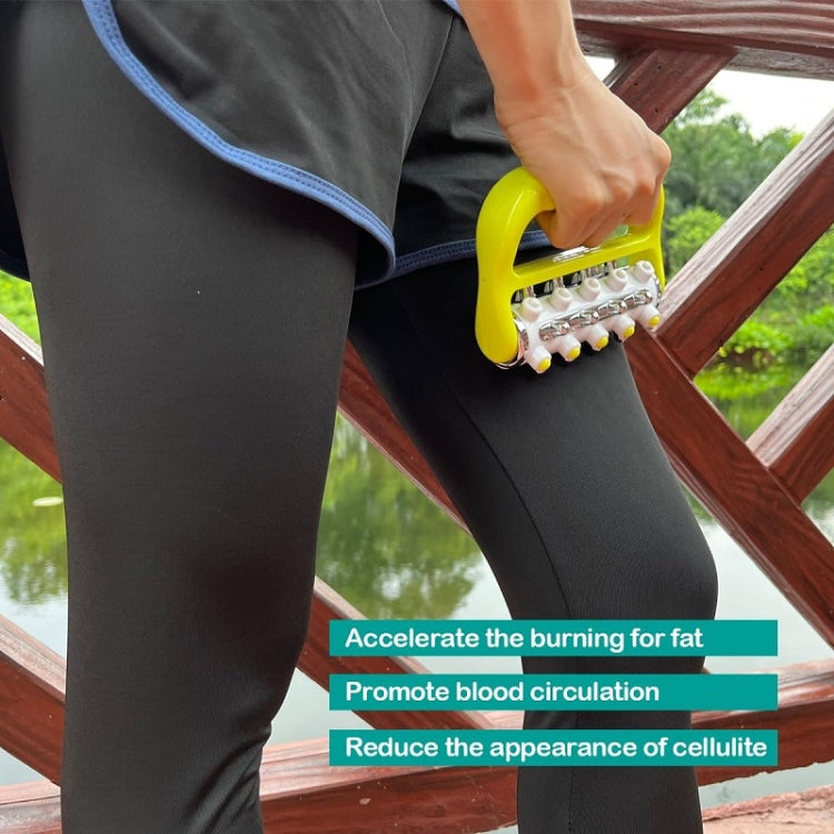 Handheld Curved Five-row Iron Column Roller Soothing Massager