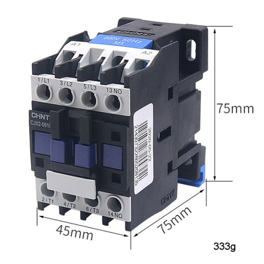 Contacteur CA monophasé polyvalent avec contacts en alliage d'argent 220V, CHNT CJX2-0910 9A, CHNT CJX2-0901 9A, CHNT CJX2-1210 12A, CHNT CJX2-1201 12A, CHNT CJX2-1810 18A, CHNT CJX2-1801 18A, CHNT CJX2-2510 25A, CHNT CJX2-2501 25A, CHNT CJX2-3210 32A...