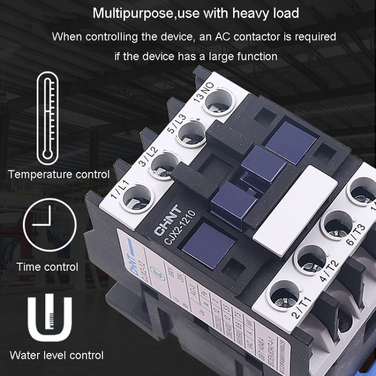 Contacteur CA monophasé polyvalent avec contacts en alliage d'argent 220V, CHNT CJX2-0910 9A, CHNT CJX2-0901 9A, CHNT CJX2-1210 12A, CHNT CJX2-1201 12A, CHNT CJX2-1810 18A, CHNT CJX2-1801 18A, CHNT CJX2-2510 25A, CHNT CJX2-2501 25A, CHNT CJX2-3210 32A...