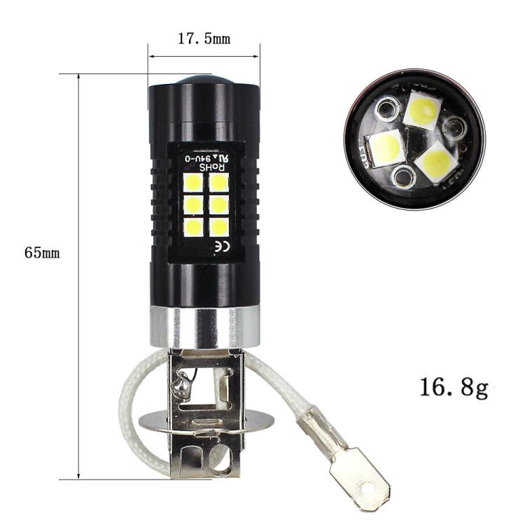 1pair Automotive High-power LED White Light Fog Lamp, H3