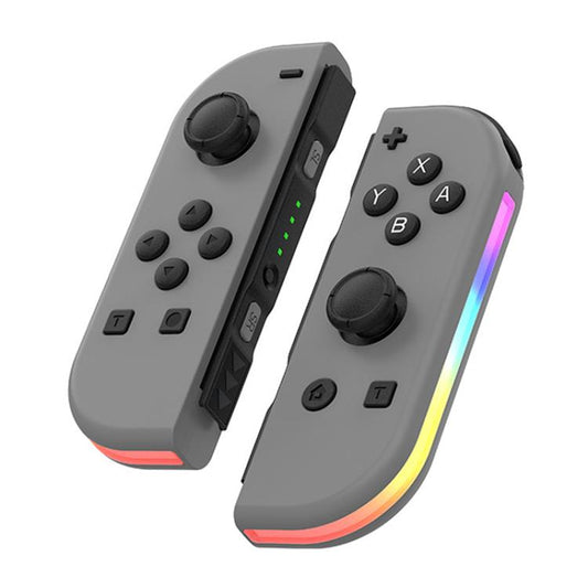 Manette de jeu gauche et droite JOY-02 avec lumières RVB et détection de mouvement Bluetooth pour Switch / Switch OLED / Switch Pro / Switch Lite / Switch Joycon, Noir, Gris