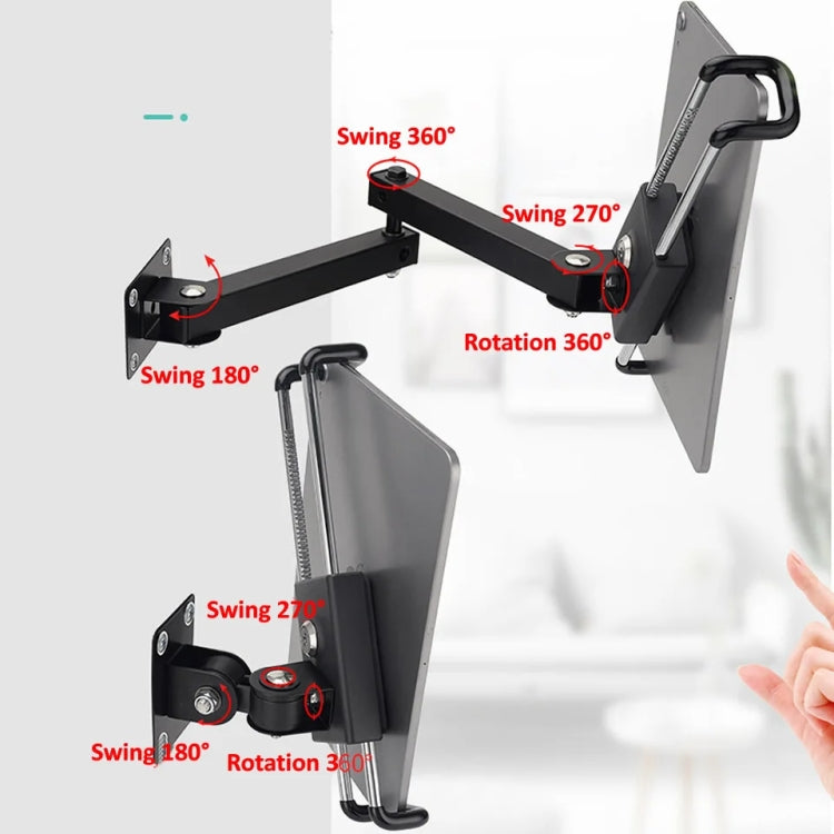 Tablet Wall Mount Holder Foldable Extendable Aluminum Alloy Mount With Anti Theft Security Lock, With Lock Long Arm