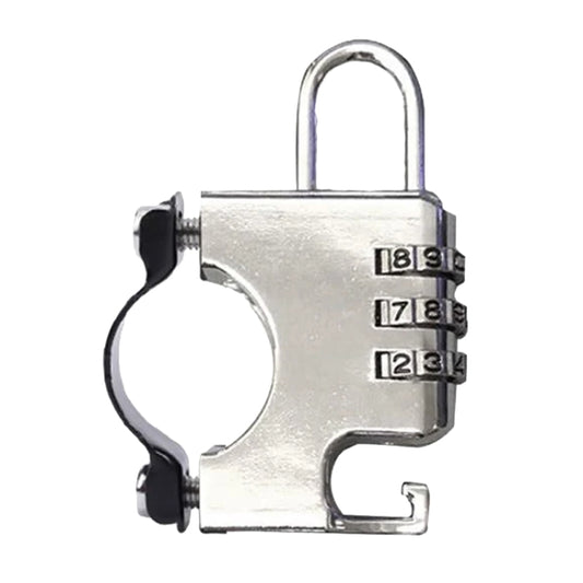 Casque de moto Antivol Casque Fixe Cadenas à combinaison, Noir, Argent