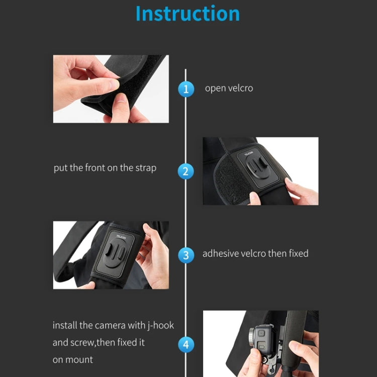 TELESIN Backpack Shoulder Strap Bracket Mount for GoPro Hero / Insta360 / SJCAM / DJI Action Accessories, Only Strap Mount, Set A, Set B