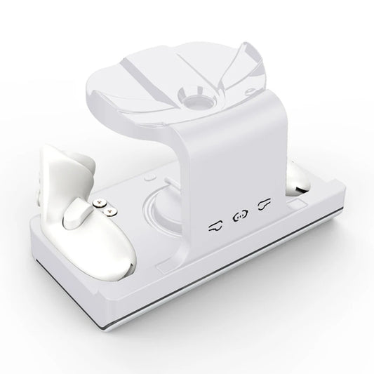 For Meta Quest 3 Headset Charging Base with Dazzle Lights VR Grip Charging Stand, White, Black