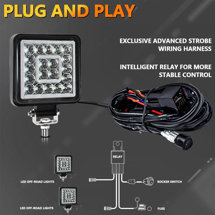 4 Inch Square Mixed Light Double-Circle Angel Eye Work Light, D0103
