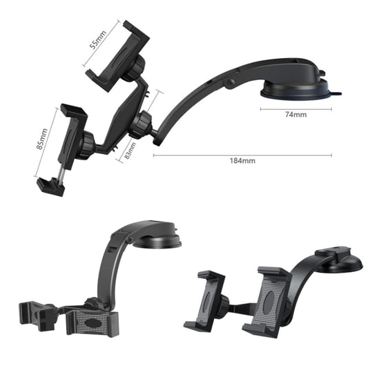 Support de téléphone portable à double ventouse pour tableau de bord de voiture