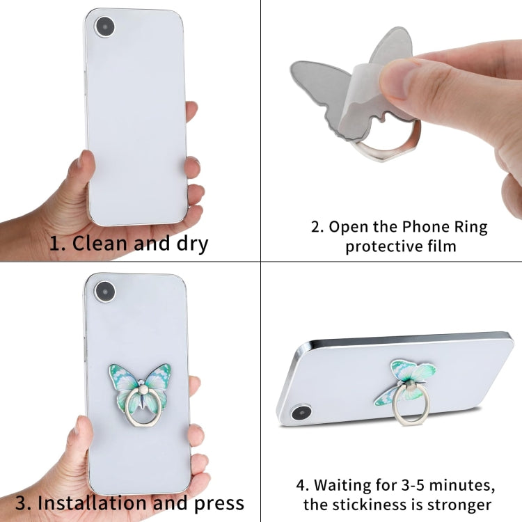 Cute Cartoon Butterfly Multifunctional Finger Ring Cell Phone Holder 360 Degree Rotating Universal Phone Ring Stand, Pale Pink, Green, Pink, Blue, Purple