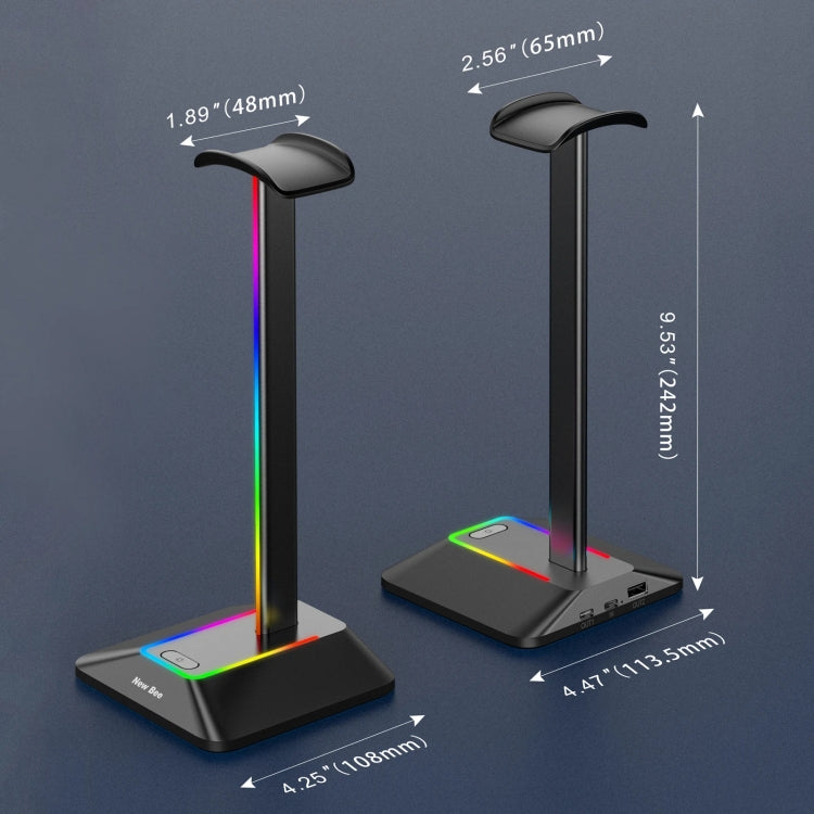 New Bee Dual Output Colorful Headset Display Rack HUB Expansion Headphone Holder