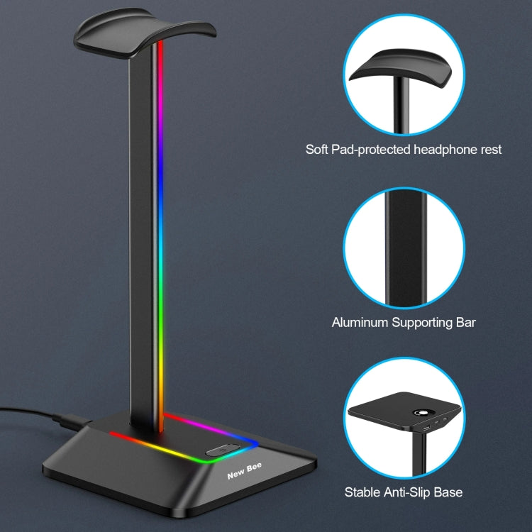New Bee Dual Output Colorful Headset Display Rack HUB Expansion Headphone Holder