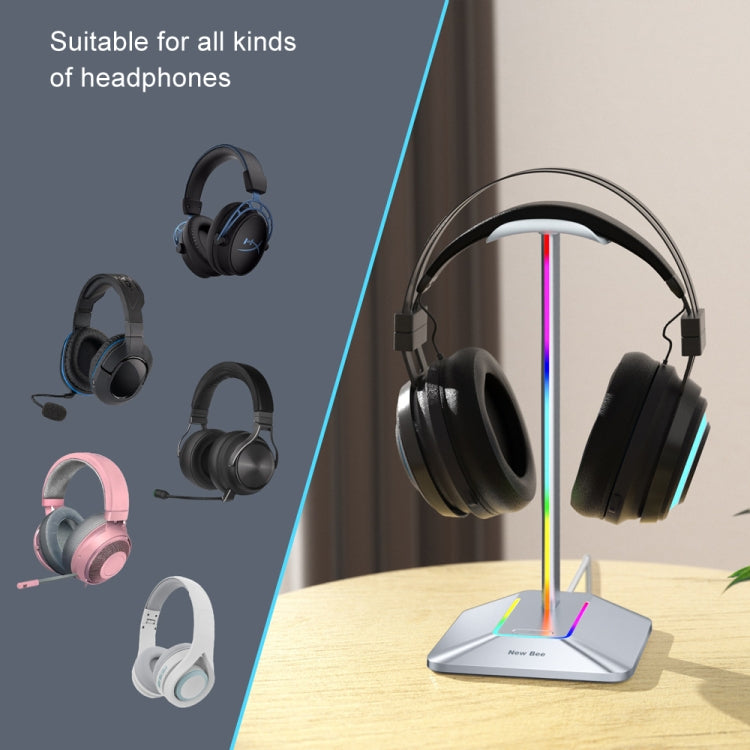 New Bee Dual Output Colorful Headset Display Rack HUB Expansion Headphone Holder