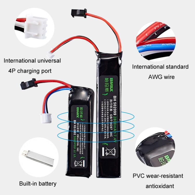 BMAX 11.1V High Rate 30C Discharge Water Marble Rifle Rechargeable Li-Ion Battery, SM, Green Shell Small Tamiya, XT30