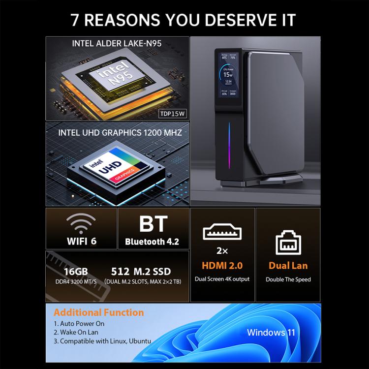 S1 Intel Alder Lake N150 WIFI 6+BT4.2 Office Home Mini PC Win11 DDR4 3200MHz