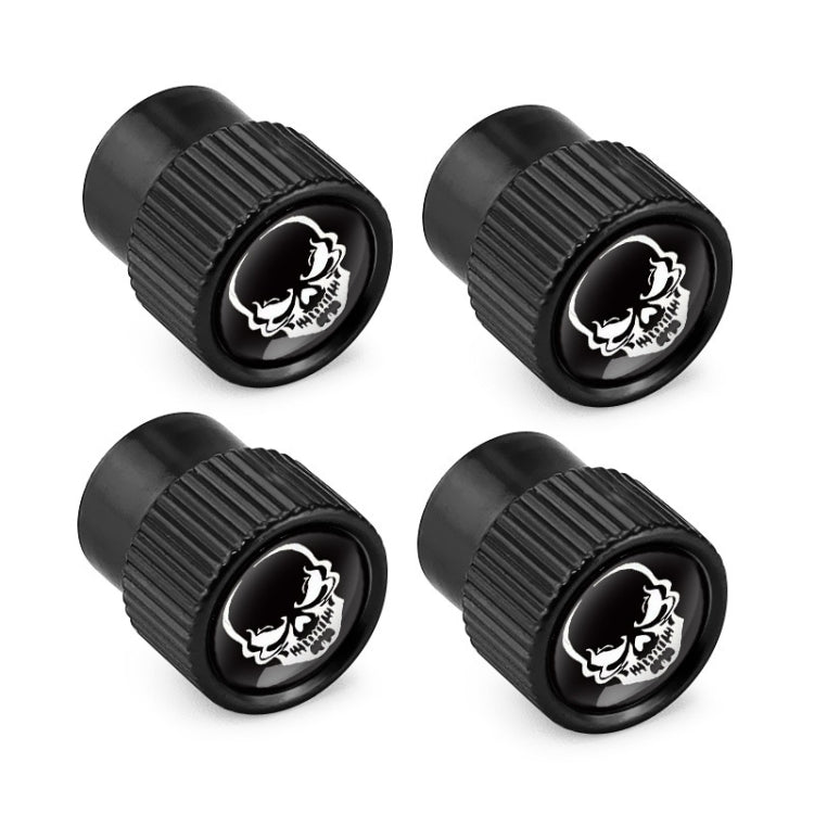 4pcs /Set Skeleton Car Tire Universal Aluminum Valve Cap, Black, Silver