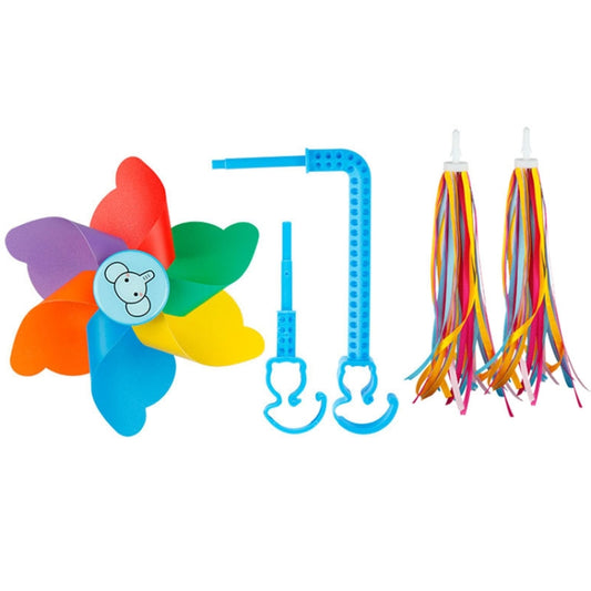 Children Bicycle Decoration Scooter Rotating Colorful Windmill With Long And Short Rod Bicycle, A Elephant, A Elephant+Ribbon, A Chick+Ribbon