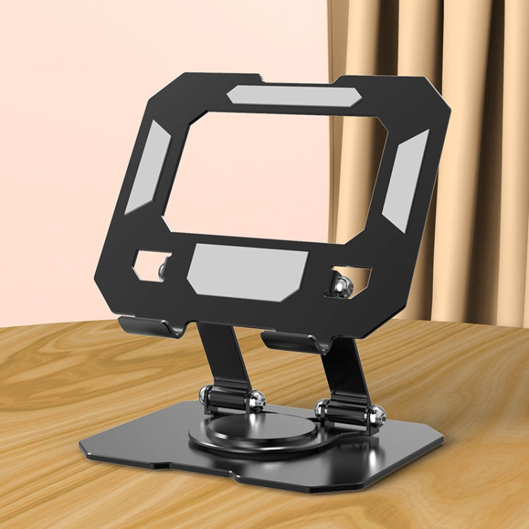 Soporte de metal para tableta con refrigeración, base giratoria y ajustable, JS-258 plateado, JS-258 negro
