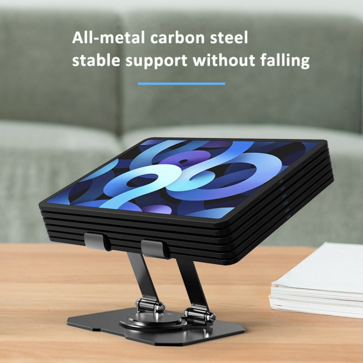 Soporte de metal para tableta con refrigeración, base giratoria y ajustable, JS-258 plateado, JS-258 negro