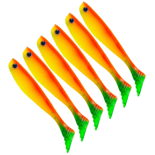 6pcs /Pack HENGJIA T-Tail Soft Dummy Bait Freshwater Fishing Lures, 10cm 5.3g