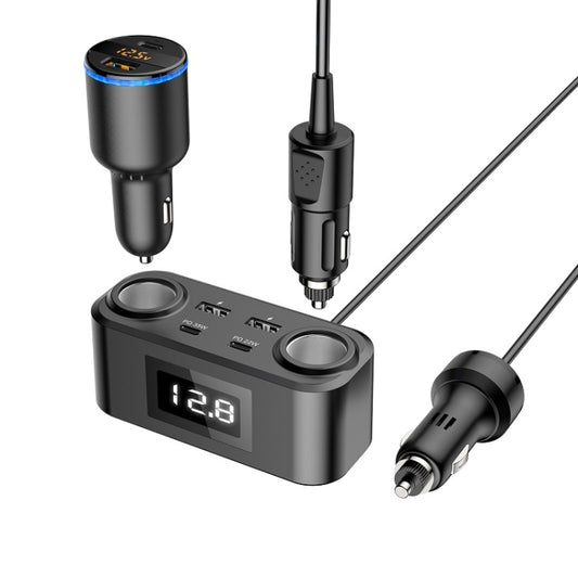 Chargeur de téléphone portable multi-port PD+QC pour allume-cigare de voiture, 1 à 4, Q5