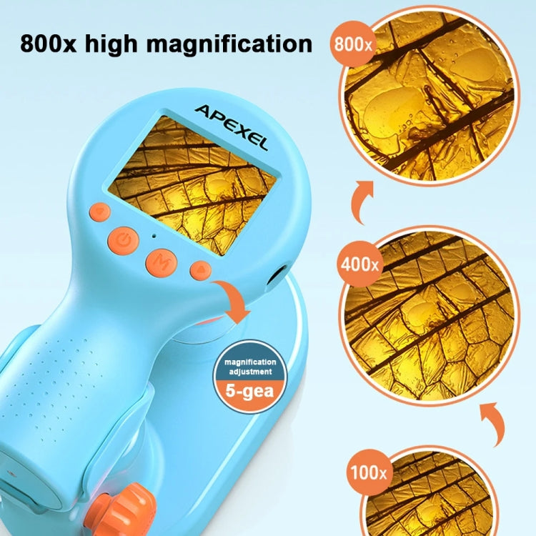 APEXEL MS201 800x 2.0-inch IPS Screen Kids Microscope Supports Taking Photos and Videos