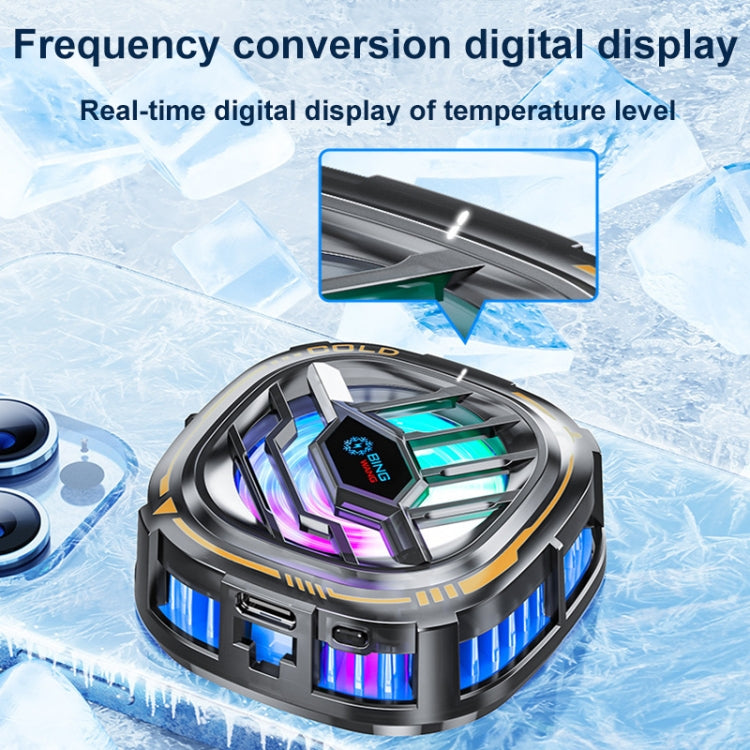 X76 Magnetic Digital Display Semiconductor Mobile Phone Radiator with Chip, X76 Black Gold
