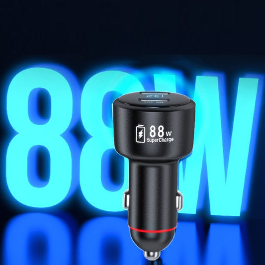 Chargeur mini de voiture à chargement rapide, allume-cigare un à deux, 88W