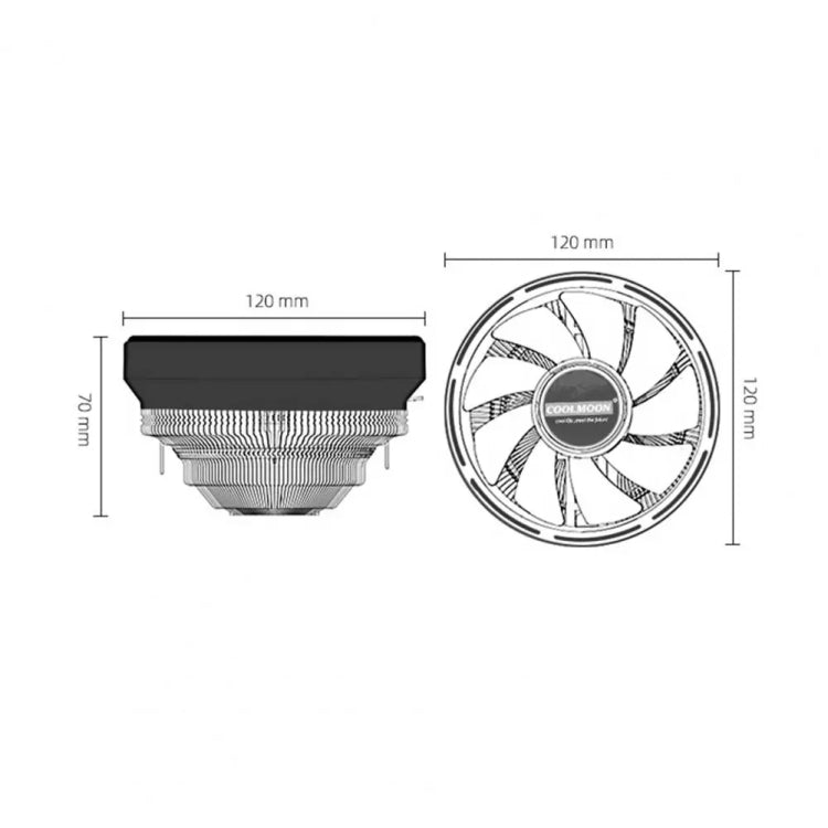 COOLMOON CPU Cooler Desktop Computer Auto Color Change Multi-Platform Mute Cooling Fan