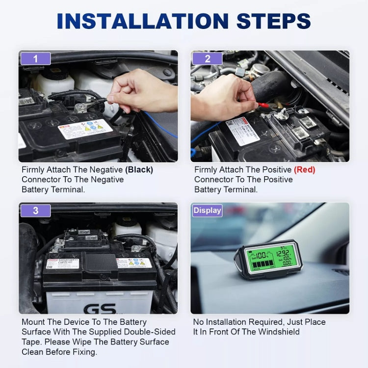 ANCEL 12V LED Car Battery Tester SOH/SOC Rechargeable Battery Analysis Tool, BM200 PRO