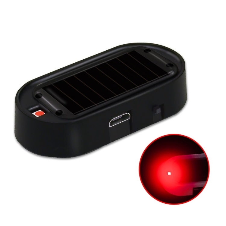 Car Solar Analog Anti-theft Device LED Warning Light, Black Shell Red Light, Black Shell Blue Light