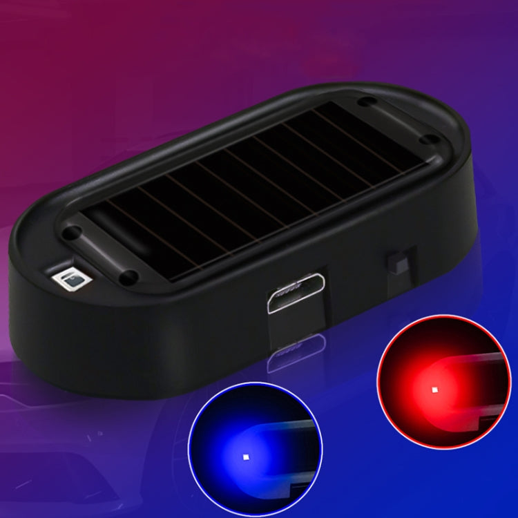 Car Solar Analog Anti-theft Device LED Warning Light, Black Shell Red Light, Black Shell Blue Light