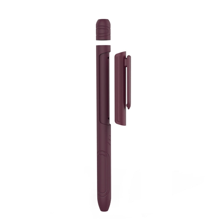 For Apple Pencil 1 AhaStyle PT141 Triple Defense Pen Clip Silicone Protective Case, Black, Wine Red, Midnight Blue