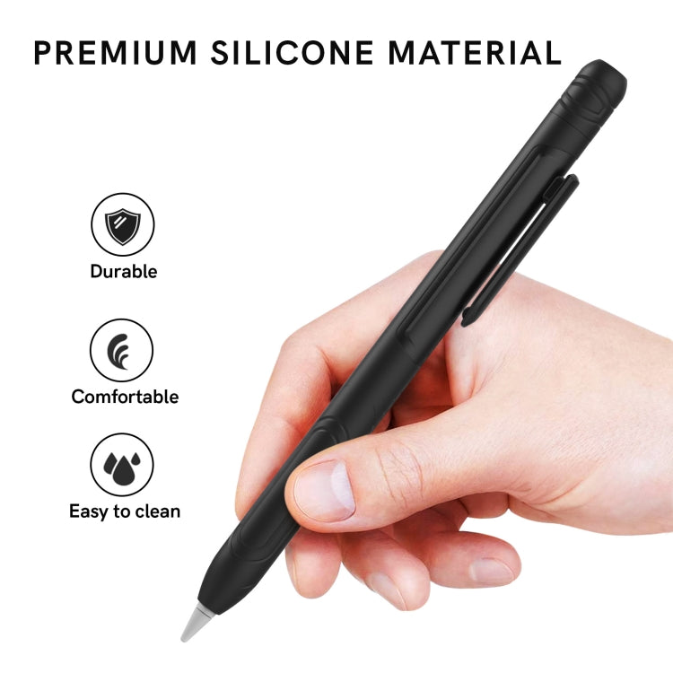 For Apple Pencil 1 AhaStyle PT141 Triple Defense Pen Clip Silicone Protective Case, Black, Wine Red, Midnight Blue