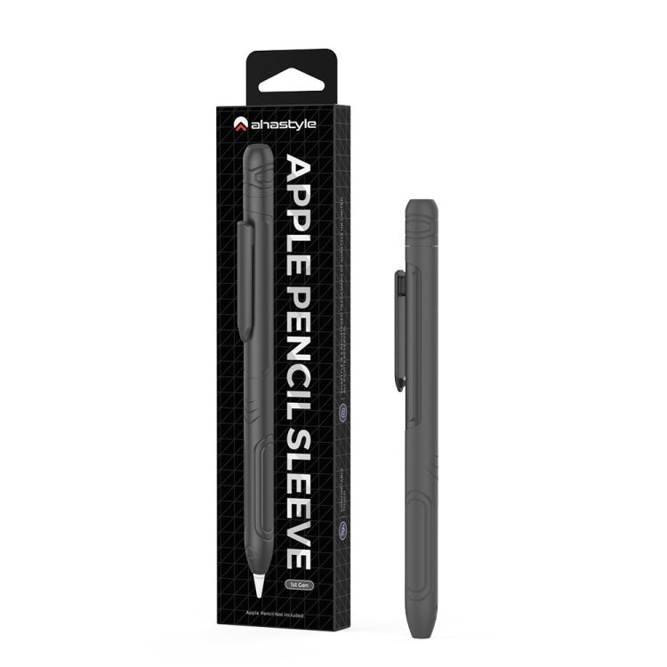 For Apple Pencil 1 AhaStyle PT141 Triple Defense Pen Clip Silicone Protective Case, Black, Wine Red, Midnight Blue