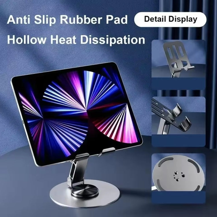 All-metal 360-degree Rotating Mobile Phone Holder Foldable Desktop Tablet Stand, Purple, Grey