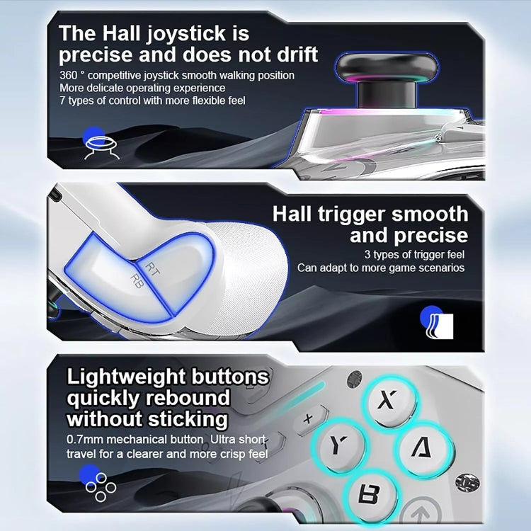 CM-619 Bluetooth Game Controller Programmable with RGB Lights for Switch / Steam Deck / PC / IOS / Android, 619 Black, 619 White