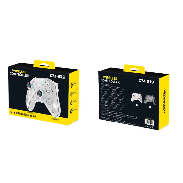 CM-619 Bluetooth Game Controller Programmable with RGB Lights for Switch / Steam Deck / PC / IOS / Android, 619 Black, 619 White