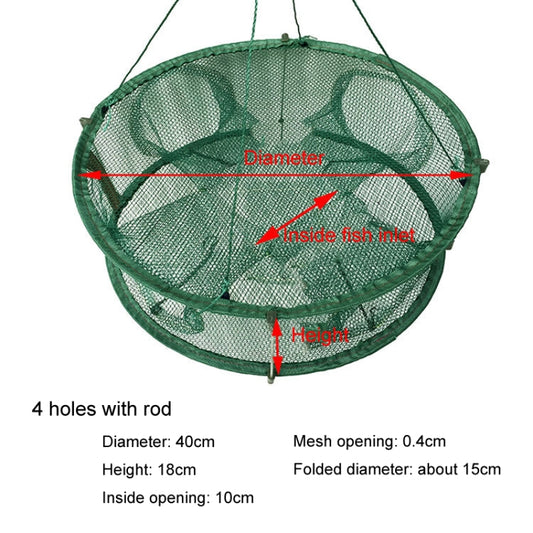 Automatic Folding Fish Net With Support Rod Fishing Cage Lobster Net Fishing Gear, 4 Holes Green, 5 Holes Green, 4 Holes White, 5 Holes White