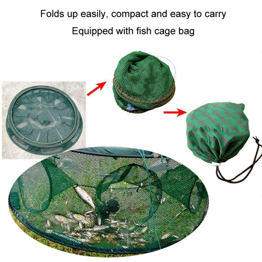 Automatic Folding Round Fishing Cage Hand Throwing Shrimp Fishing Net, 70cm Dual Layer 21 Holes