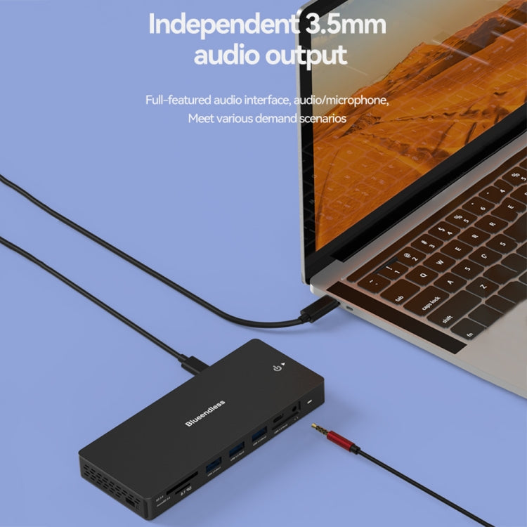 Blueendless 12-In-1 HD Multifunctional Docking Station 10Gbps Splitter With Switch