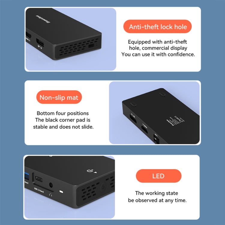 Blueendless 12-In-1 HD Multifunctional Docking Station 10Gbps Splitter With Switch