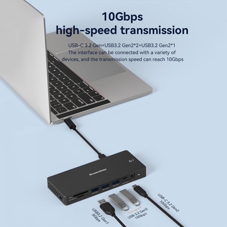 Blueendless 12-In-1 HD Multifunctional Docking Station 10Gbps Splitter With Switch