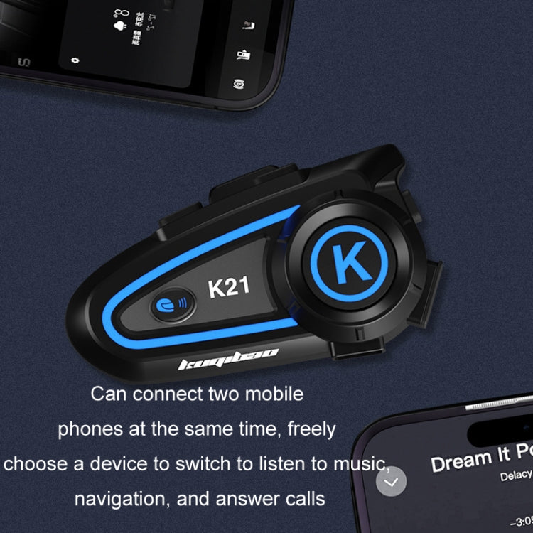 KUQIBAO Motorcycle Helmet Long-lasting Waterproof Bluetooth-compatible Headset with Light, K21