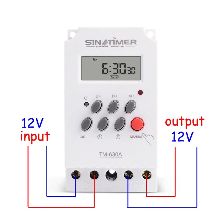 SINOTIMER TM630A-4 12V DC Timer Switch Din Rail Digital Weekly Programmable Time Relay