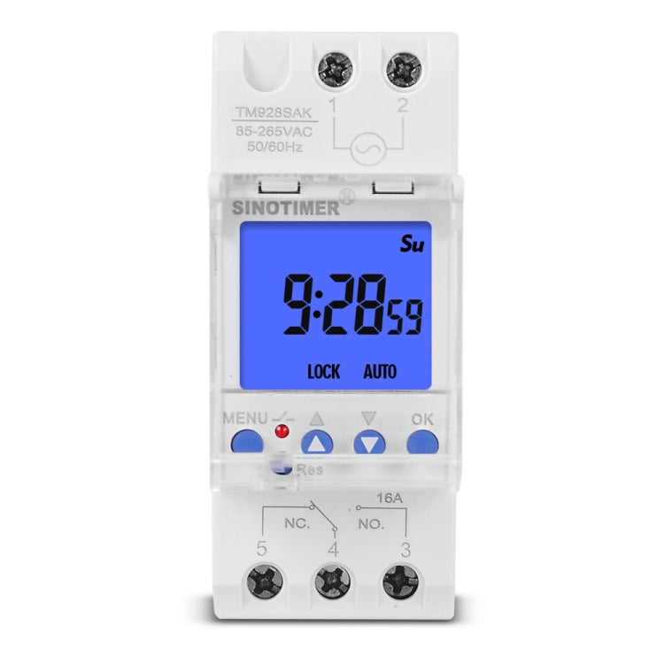 SINOTIMER TM928SAKL 85-265V 16A 1 Second to 168 Hours Programmable Electronic Time Switch, 16A