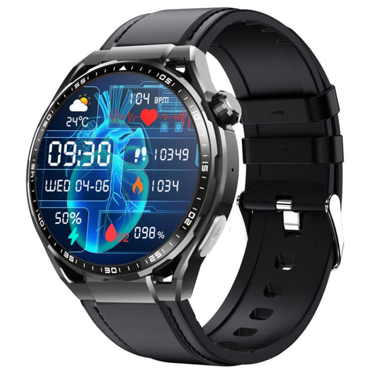 F200 Smart-Gesundheitsuhr EKG Elektrokardiogramm Blutzuckerüberwachung 1,55 Zoll Rundbildschirm, Schwarzes Silikon, Schwarzes Leder, Schwarzbraunes Leder, Schwarzes Milanese, Schwarzer 3-Perlen-Stahl, Schwarzes Bambus, Schwarzgraues Silikon