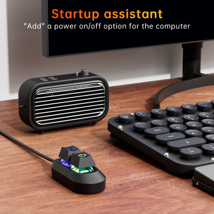Desktop Computer External Switch Restart Button Computer Power Extension Cable, Opaque, Rubberized Oil Translucent