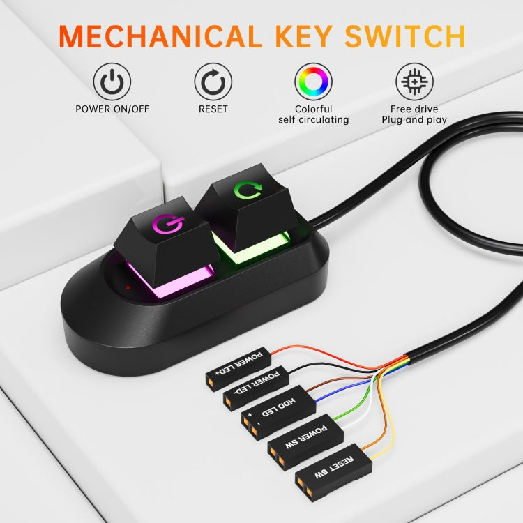 Desktop Computer External Switch Restart Button Computer Power Extension Cable, Opaque, Rubberized Oil Translucent