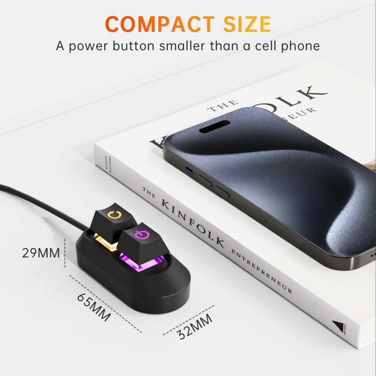 Desktop Computer External Switch Restart Button Computer Power Extension Cable, Opaque, Rubberized Oil Translucent