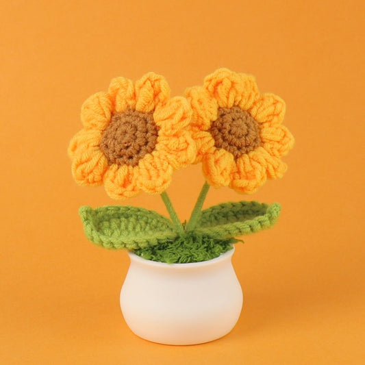 Crochet Wool Plants Faux Flowers Study Room Desktop Ornament Graduation Gift, Sunflower, 2-head Sunflower, White Forget-me-not, Pink Forget-me-not, Blue Forget-me-not, White Lily Of The Valley, Pink Lily Of The Valley, Blue Lily Of The Valley